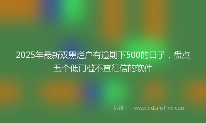 2025年最新双黑烂户有逾期下500的口子，盘点五个低门槛不查征信的软件