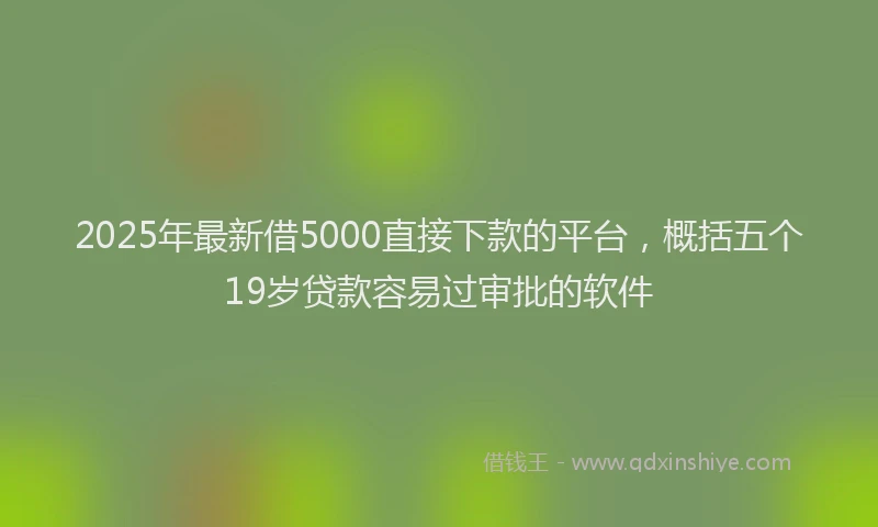 2025年最新借5000直接下款的平台，概括五个19岁贷款容易过审批的软件