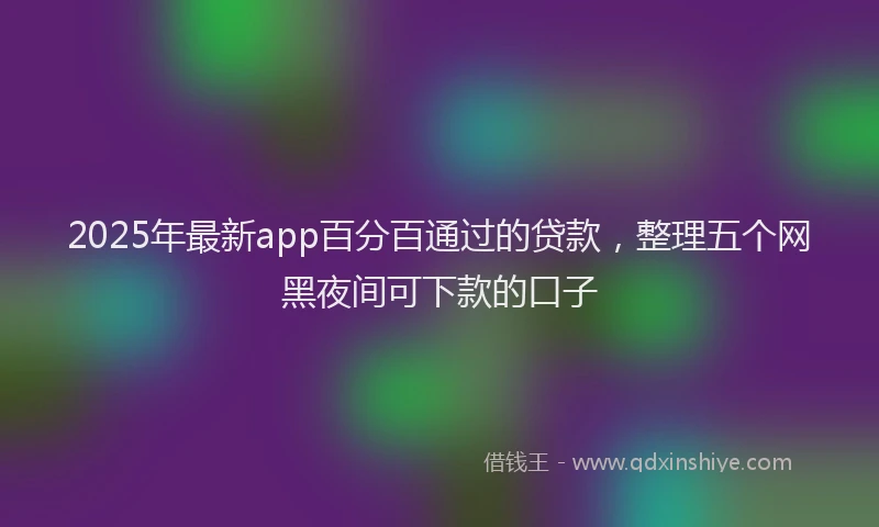 2025年最新app百分百通过的贷款，整理五个网黑夜间可下款的口子