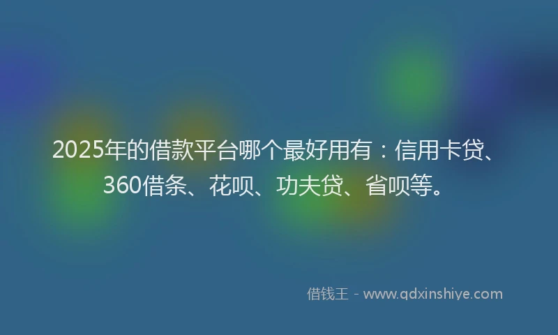 2025年的借款平台哪个最好用有：信用卡贷、360借条、花呗、功夫贷、省呗等。