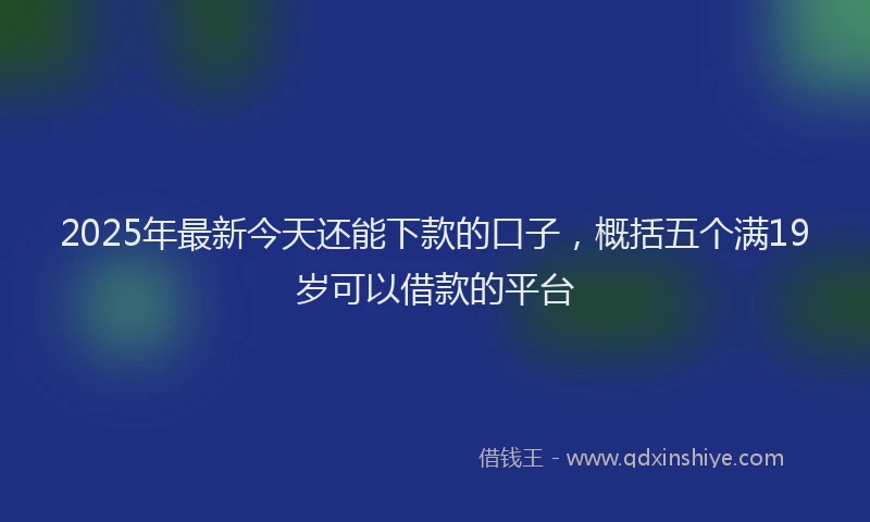 2025年最新今天还能下款的口子，概括五个满19岁可以借款的平台