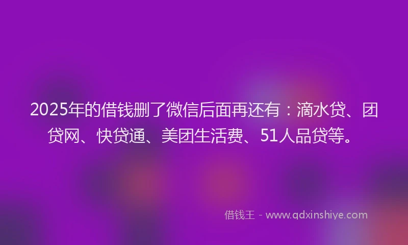 2025年的借钱删了微信后面再还有：滴水贷、团贷网、快贷通、美团生活费、51人品贷等。