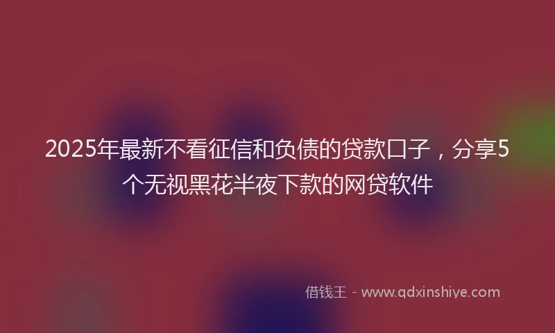 2025年最新不看征信和负债的贷款口子，分享5个无视黑花半夜下款的网贷软件