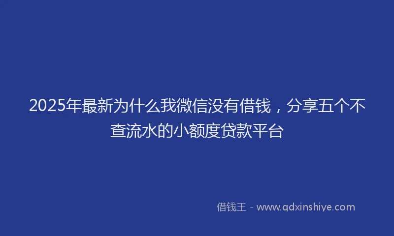 2025年最新为什么我微信没有借钱，分享五个不查流水的小额度贷款平台