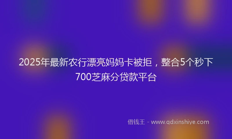 2025年最新农行漂亮妈妈卡被拒，整合5个秒下700芝麻分贷款平台