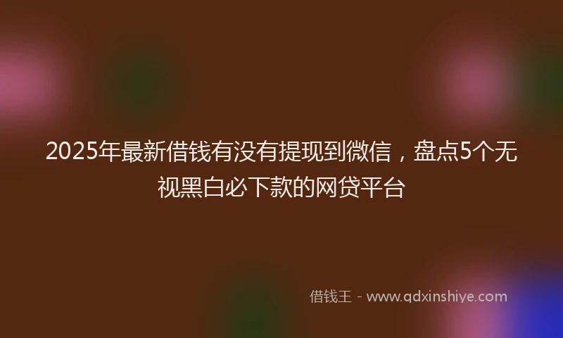 2025年最新借钱有没有提现到微信，盘点5个无视黑白必下款的网贷平台