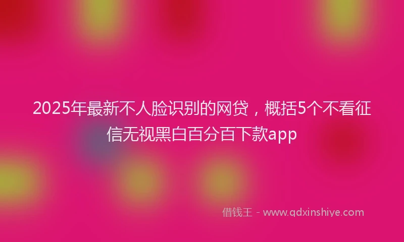 2025年最新不人脸识别的网贷，概括5个不看征信无视黑白百分百下款app