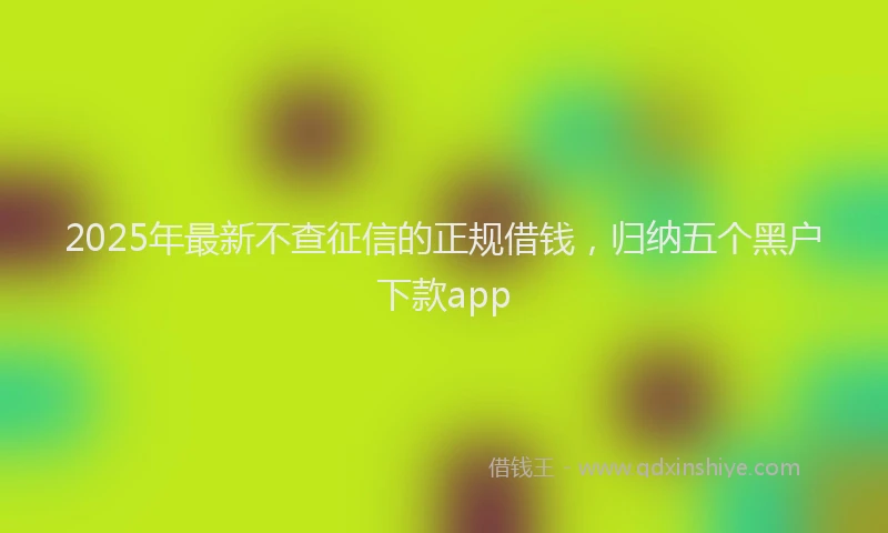 2025年最新不查征信的正规借钱，归纳五个黑户下款app