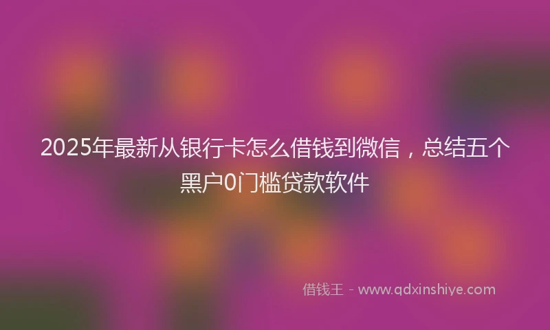 2025年最新从银行卡怎么借钱到微信，总结五个黑户0门槛贷款软件