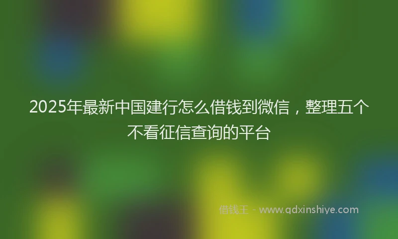 2025年最新中国建行怎么借钱到微信，整理五个不看征信查询的平台