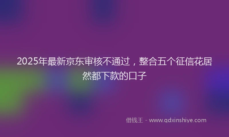 2025年最新京东审核不通过，整合五个征信花居然都下款的口子