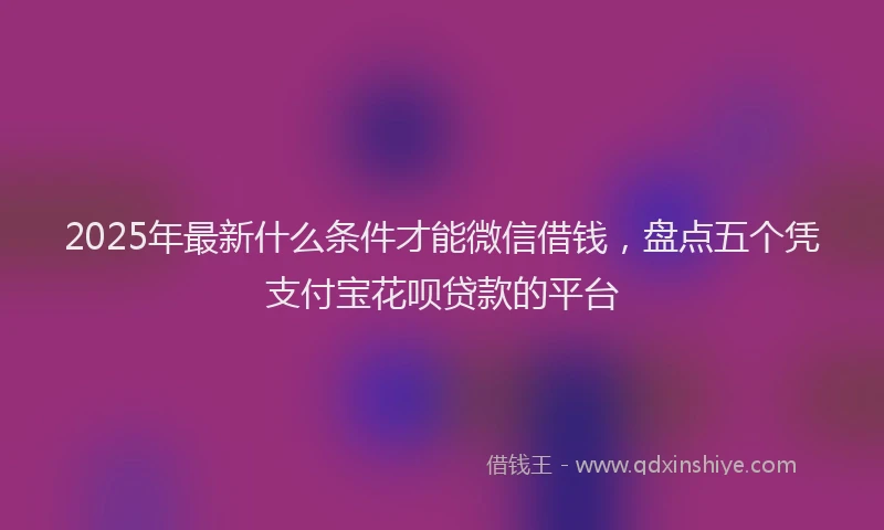 2025年最新什么条件才能微信借钱，盘点五个凭支付宝花呗贷款的平台