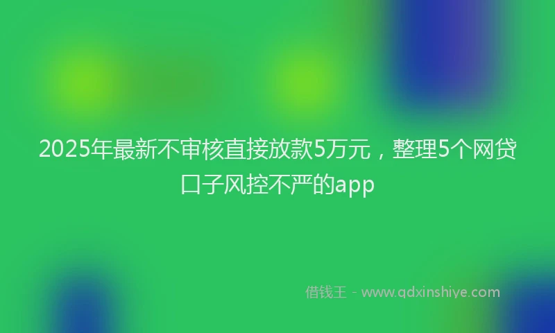 2025年最新不审核直接放款5万元，整理5个网贷口子风控不严的app
