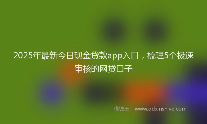 2025年最新今日现金贷款app入口，梳理5个极速审核的网贷口子
