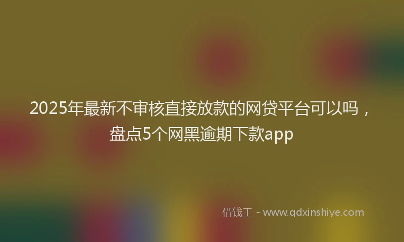 2025年最新不审核直接放款的网贷平台可以吗，盘点5个网黑逾期下款app