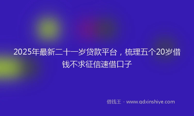 2025年最新二十一岁贷款平台，梳理五个20岁借钱不求征信速借口子