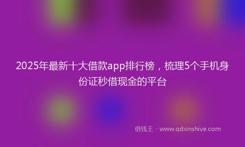 2025年最新十大借款app排行榜，梳理5个手机身份证秒借现金的平台