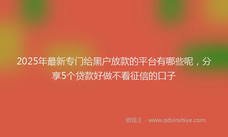 2025年最新专门给黑户放款的平台有哪些呢，分享5个贷款好做不看征信的口子