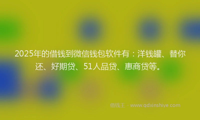 2025年的借钱到微信钱包软件有：洋钱罐、替你还、好期贷、51人品贷、惠商贷等。