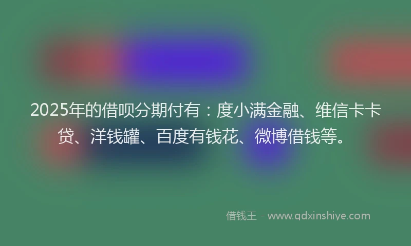 2025年的借呗分期付有：度小满金融、维信卡卡贷、洋钱罐、百度有钱花、微博借钱等。