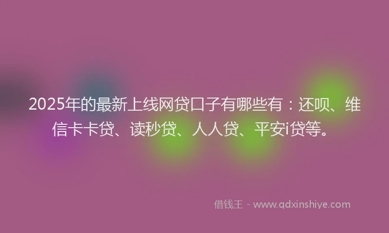 2025年的最新上线网贷口子有哪些有：还呗、维信卡卡贷、读秒贷、人人贷、平安i贷等。