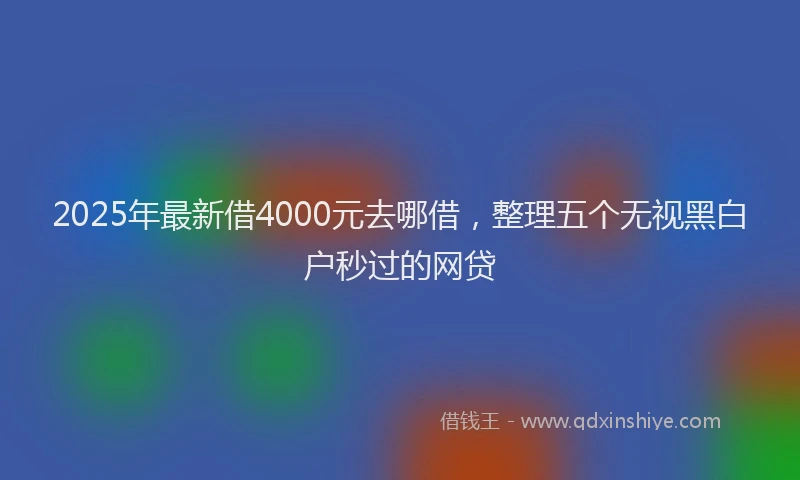 2025年最新借4000元去哪借，整理五个无视黑白户秒过的网贷