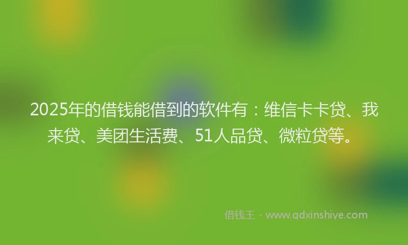 2025年的借钱能借到的软件有：维信卡卡贷、我来贷、美团生活费、51人品贷、微粒贷等。