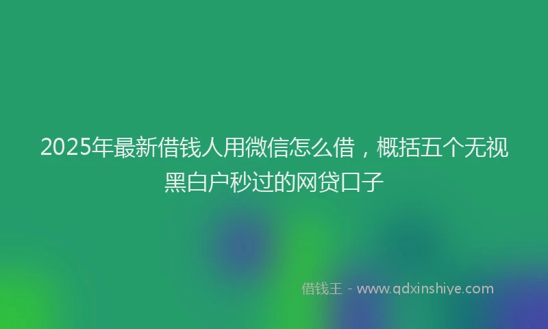 2025年最新借钱人用微信怎么借，概括五个无视黑白户秒过的网贷口子