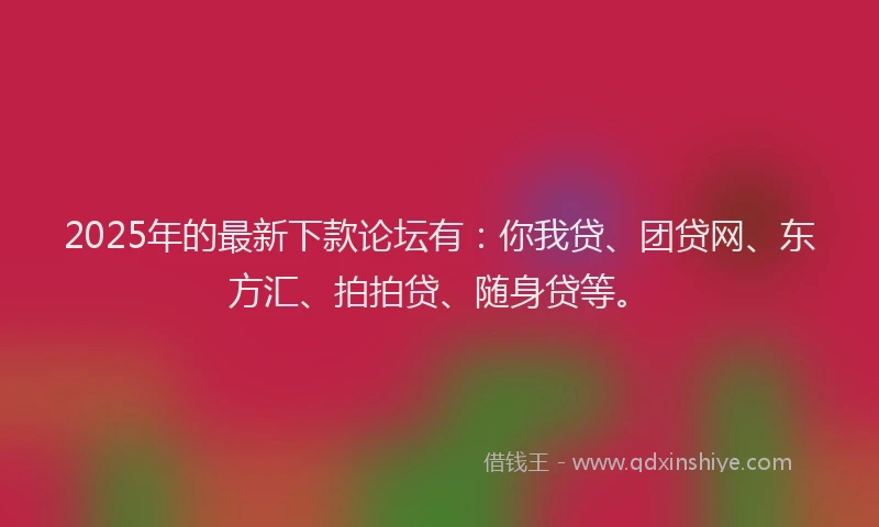 2025年的最新下款论坛有：你我贷、团贷网、东方汇、拍拍贷、随身贷等。