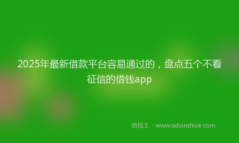 2025年最新借款平台容易通过的，盘点五个不看征信的借钱app
