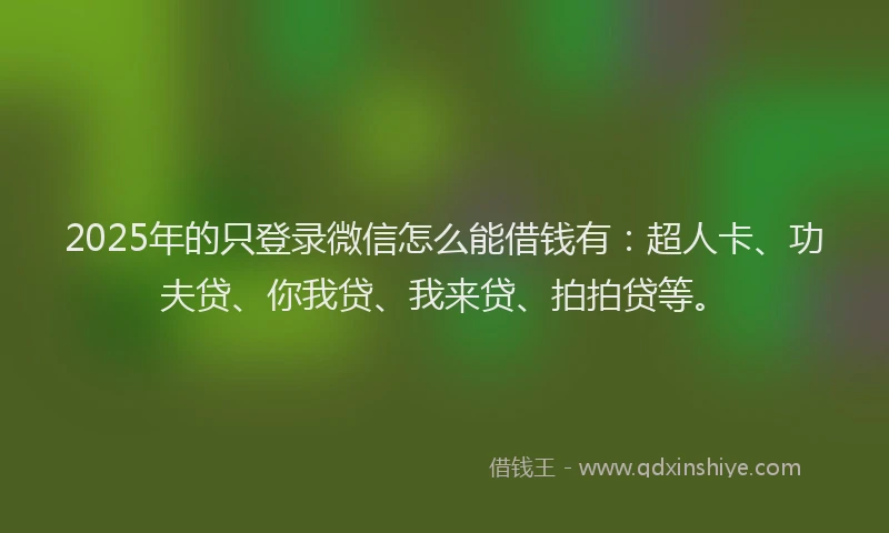 2025年的只登录微信怎么能借钱有：超人卡、功夫贷、你我贷、我来贷、拍拍贷等。