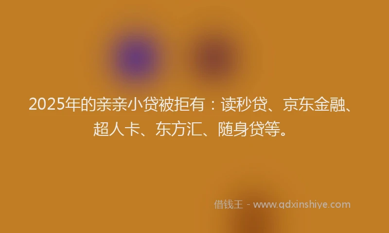 2025年的亲亲小贷被拒有：读秒贷、京东金融、超人卡、东方汇、随身贷等。