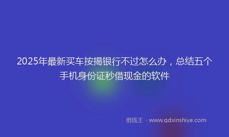 2025年最新买车按揭银行不过怎么办，总结五个手机身份证秒借现金的软件