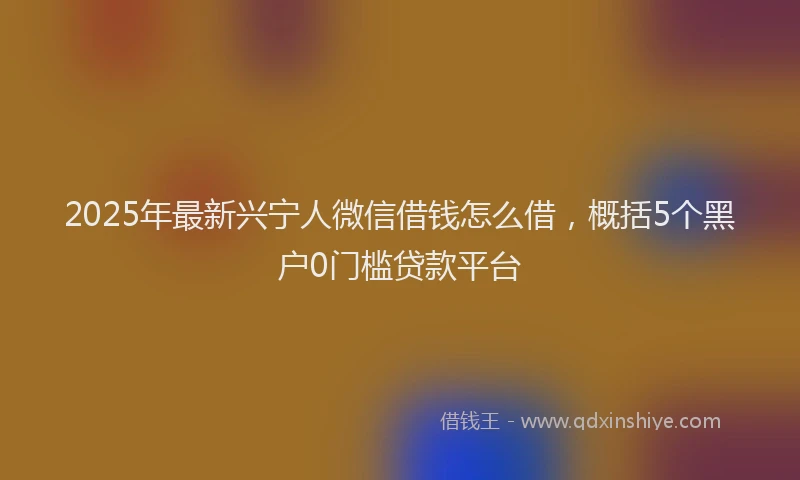 2025年最新兴宁人微信借钱怎么借，概括5个黑户0门槛贷款平台
