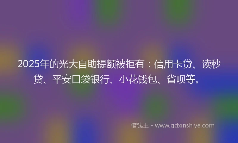 2025年的光大自助提额被拒有：信用卡贷、读秒贷、平安口袋银行、小花钱包、省呗等。