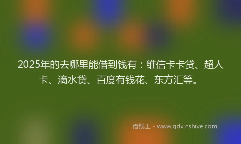 2025年的去哪里能借到钱有：维信卡卡贷、超人卡、滴水贷、百度有钱花、东方汇等。