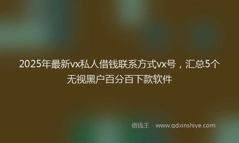 2025年最新vx私人借钱联系方式vx号，汇总5个无视黑户百分百下款软件