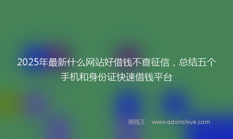 2025年最新什么网站好借钱不查征信，总结五个手机和身份证快速借钱平台