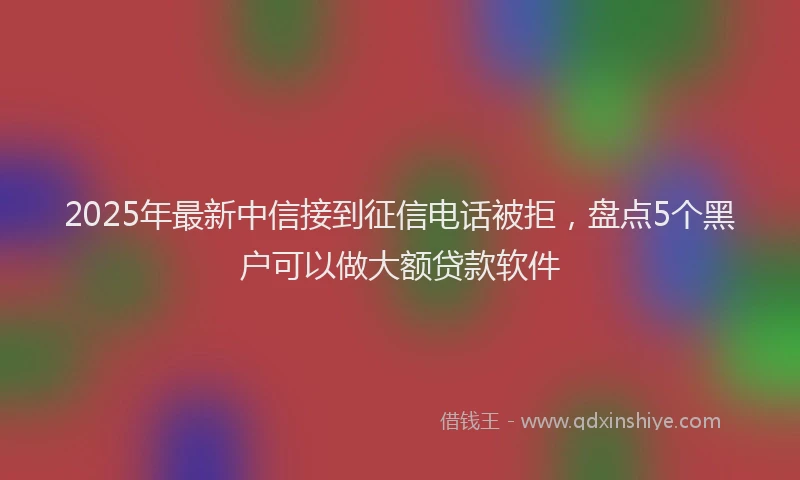 2025年最新中信接到征信电话被拒，盘点5个黑户可以做大额贷款软件