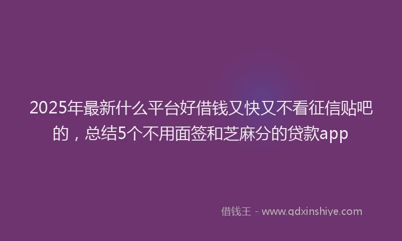 2025年最新什么平台好借钱又快又不看征信贴吧的，总结5个不用面签和芝麻分的贷款app