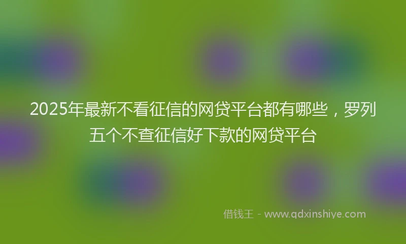 2025年最新不看征信的网贷平台都有哪些，罗列五个不查征信好下款的网贷平台