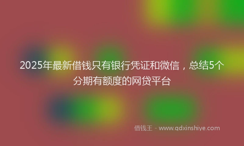 2025年最新借钱只有银行凭证和微信，总结5个分期有额度的网贷平台