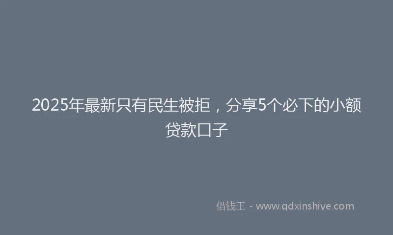 2025年最新只有民生被拒，分享5个必下的小额贷款口子