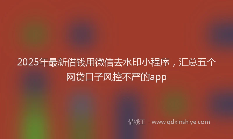 2025年最新借钱用微信去水印小程序，汇总五个网贷口子风控不严的app