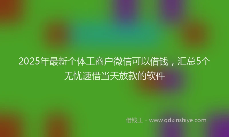 2025年最新个体工商户微信可以借钱，汇总5个无忧速借当天放款的软件