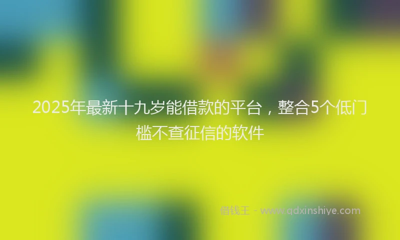 2025年最新十九岁能借款的平台，整合5个低门槛不查征信的软件