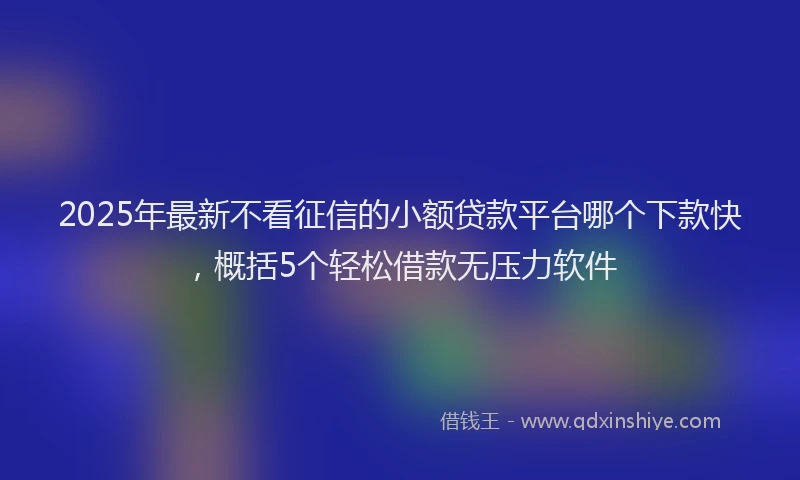 2025年最新不看征信的小额贷款平台哪个下款快，概括5个轻松借款无压力软件