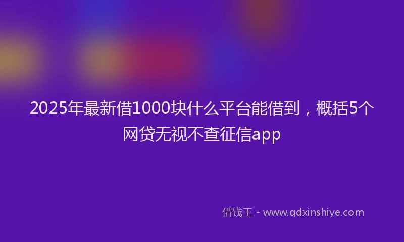 2025年最新借1000块什么平台能借到，概括5个网贷无视不查征信app