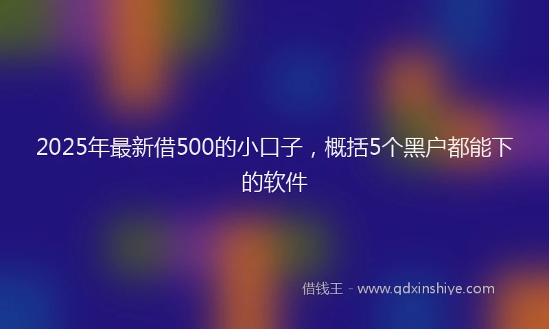 2025年最新借500的小口子，概括5个黑户都能下的软件