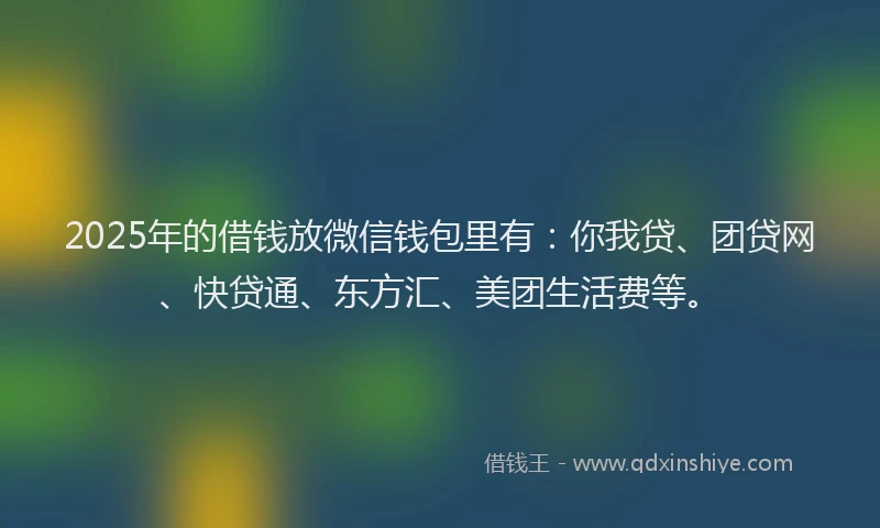 2025年的借钱放微信钱包里有：你我贷、团贷网、快贷通、东方汇、美团生活费等。
